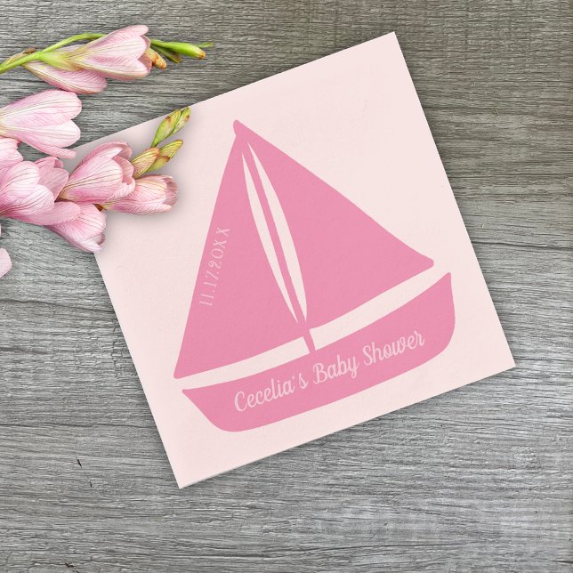 Sailboat Nautical Girl Baby Shower Napkins (Creator Uploaded)