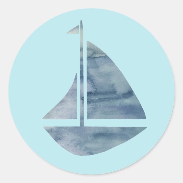 Sailboat Nautical Ocean Party Thank You Stickers (Front)