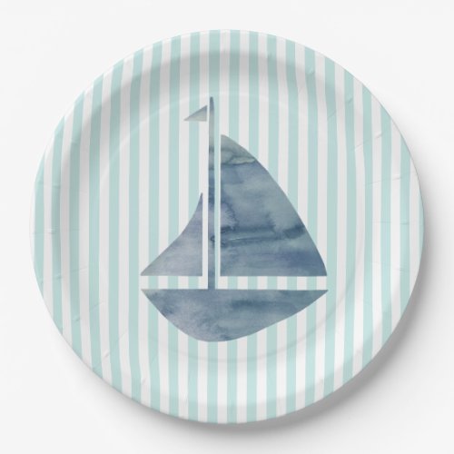 Sailboat Nautical Painting Ocean Paper Plates