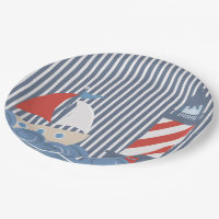 Nautical Theme Tableware Sets For Kids Birthday Party Decorations Marine  Blue Boat Paper Plates Cups Sailboat