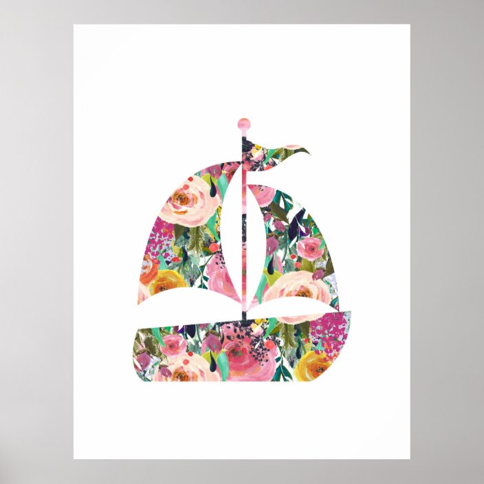 Sailboat nautical wall print nursery art | Zazzle.com