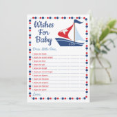 Sailboat Nautical Wishes For Baby Shower Game Invitation (Standing Front)