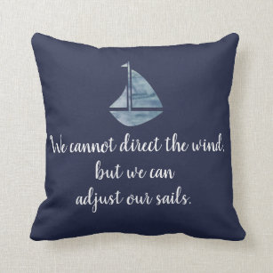 Sailboat Navy Blue Adjust Sails Nautical Pillow