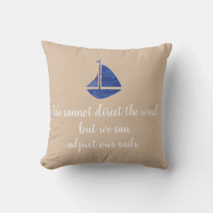 Sailboat Navy Blue Adjust Sails Nautical Pillow