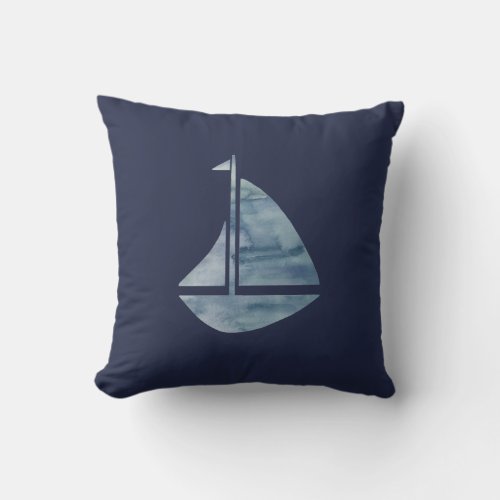 Sailboat Navy Blue Nautical Pillow