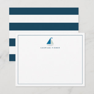 Sailboat Navy Blue Stationery Note Card