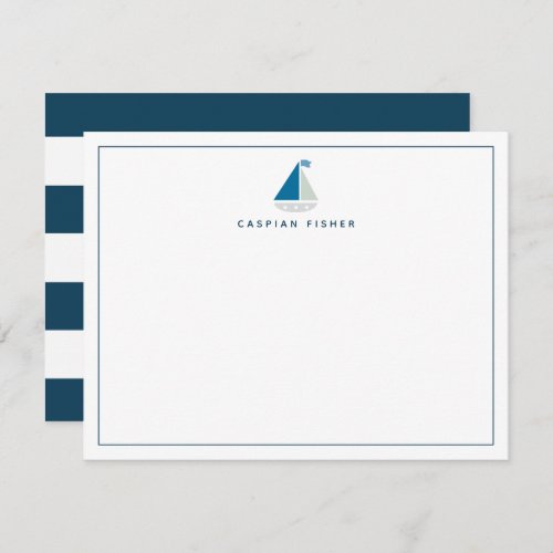 Sailboat Navy Blue Stationery Note Card