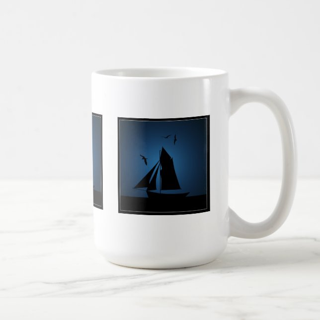 Sailboat Ocean Blue Mugs (Right)