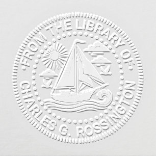 Sailboat Ocean Scene Library Book Name Embosser
