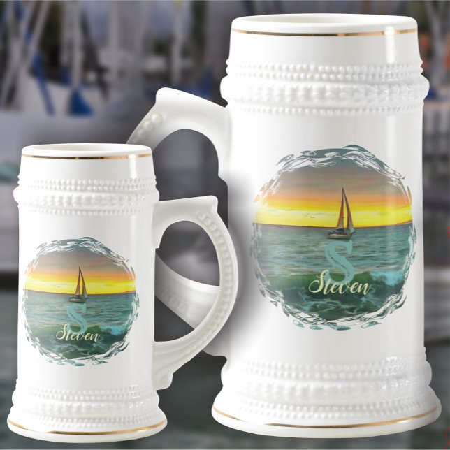 Sailboat on Banderas Bay 0884 Beer Stein (Creator Uploaded)