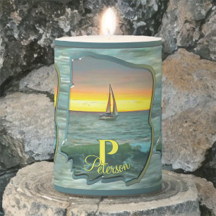 Sailboat on Banderas Bay 0884 Pillar Candle