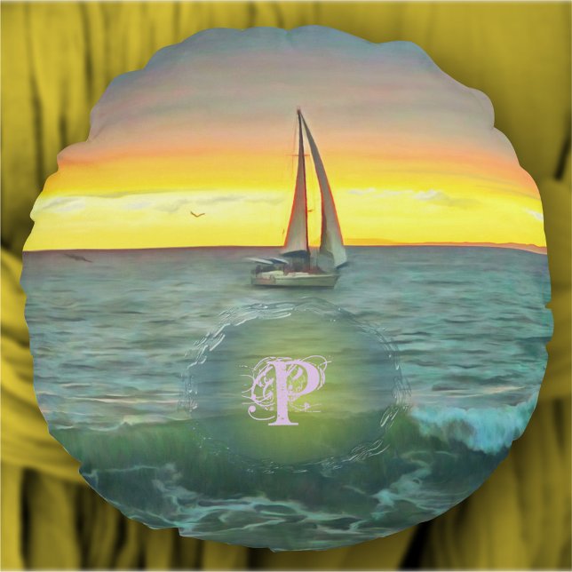 Sailboat on Banderas Bay 0884 Round Pillow (Creator Uploaded)