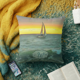 Sailboat on Banderas Bay 0884 Throw Pillow