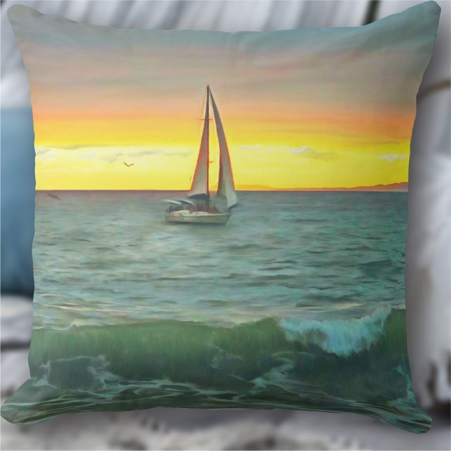 Sailboat on Banderas Bay 0884 Throw Pillow (Creator Uploaded)