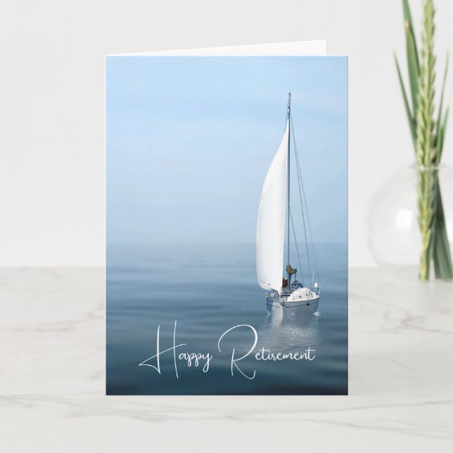 Sailboat On Blue Water Retirement Card (Front)
