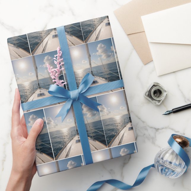 Sailboat On Calm Ocean Water Wrapping Paper (Gifting)