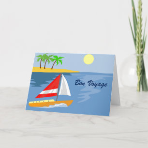 SAILBOAT ON ISLAND BON VOYAGE CARD