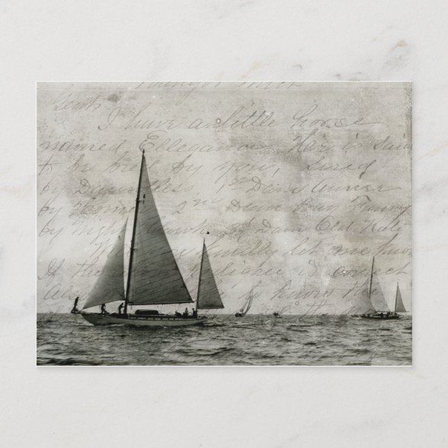 Sailboat on Lake Michigan, Boats at Sea Antique Postcard (Front)