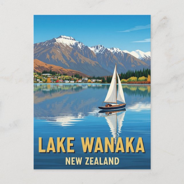 Sailboat on Lake Wanaka New Zealand Postcard (Front)