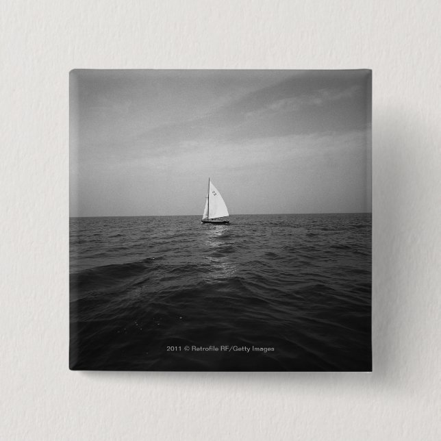 Sailboat on ocean button (Front)