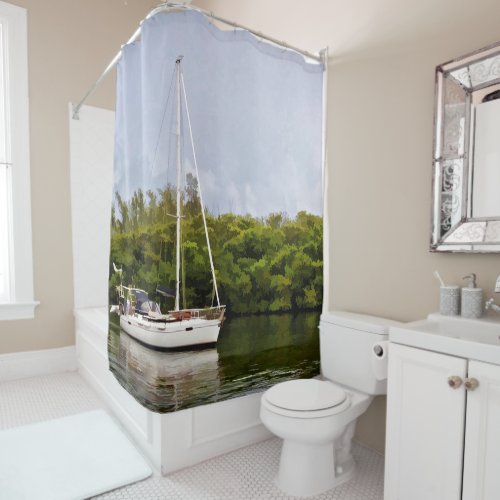 Sailboat On Quiet Waters Shower Curtain