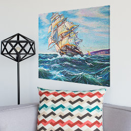 Sailboat on Rough Waters Fine Art Painting Canvas Print
