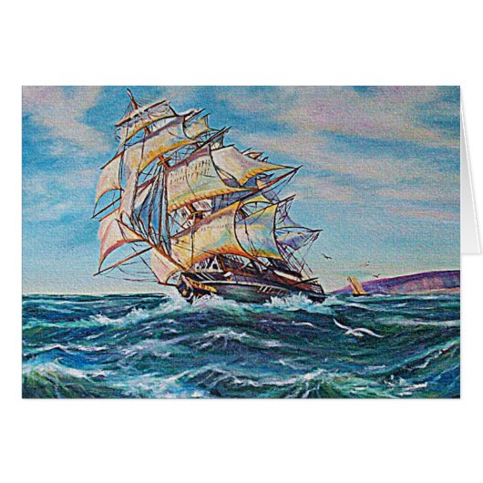 Sailboat on Rough Waters Oil Painting (Front Horizontal)