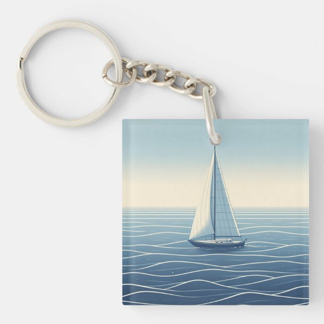 Sailboat on the high seas  keychain (Front)