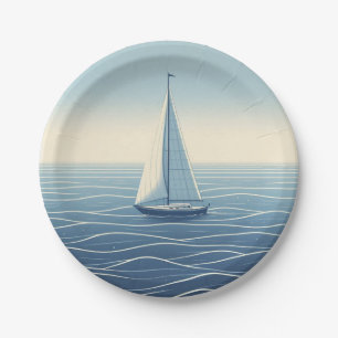 Sailboat on the high seas  paper plates