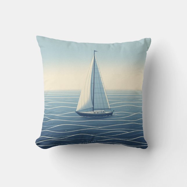 Sailboat on the high seas  throw pillow (Front)