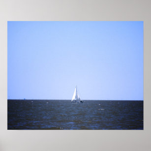 Sailboat on the Ocean Bay Horizon Color 16x20 Poster