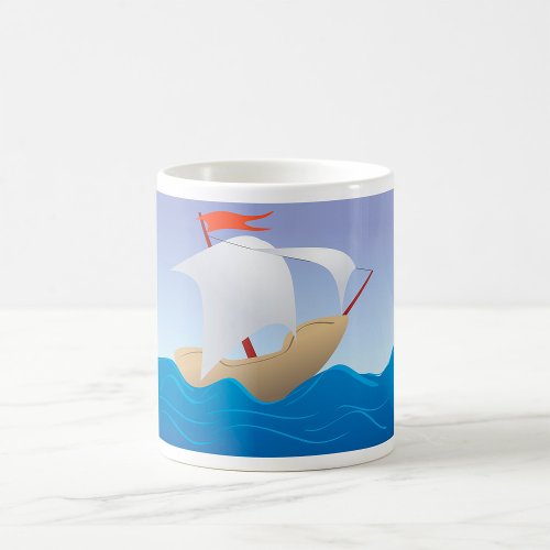 Sailboat On The Waves Coffee Mug