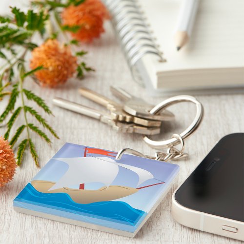 Sailboat On The Waves Keychain