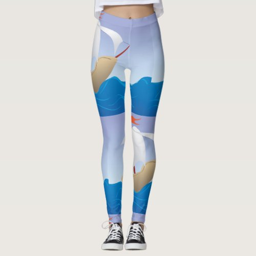 Sailboat On The Waves Leggings