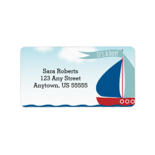 Sailboat on Water It's A Boy, Nautical Baby Shower Label