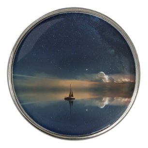 Sailboat on water with stars in the sky Best Golf Ball Marker