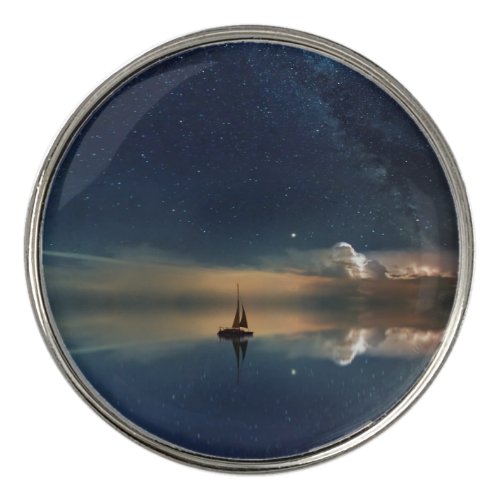 Sailboat on water with stars in the sky Best  Golf Ball Marker