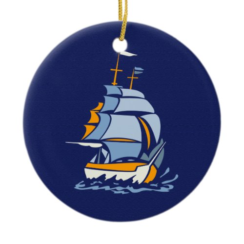 Sailboat ornament, customizable ceramic ornament
