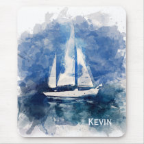 Sailboat Painting Personalized Mouse Pad