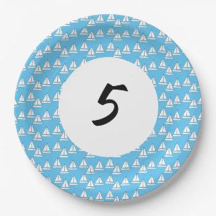 Sailboat Party Fifth Birthday Paper Plates