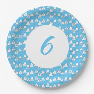 Sailboat Party Sixth Birthday Paper Plates