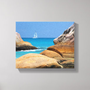 Sailboat Passing By the Beach Canvas Print