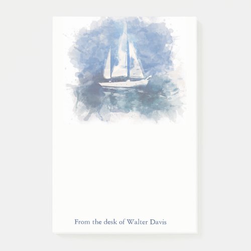 Sailboat Personalized Post It Note Pad