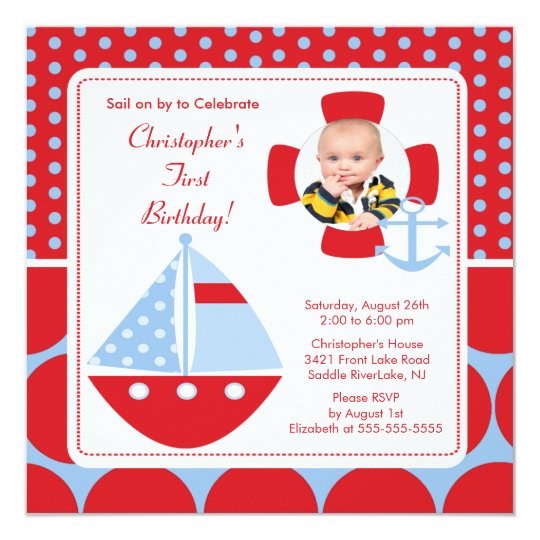Sailboat Photo Birthday Invitation
