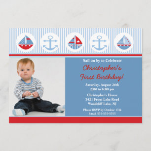 Sailboat Photo Birthday Invitation