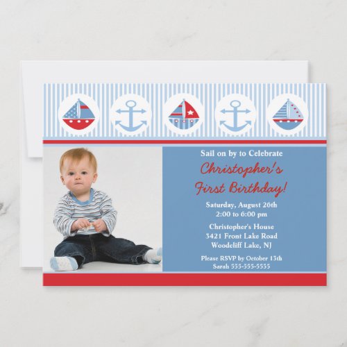 Sailboat Photo Birthday Invitation