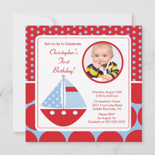 Sailboat Photo Birthday Invitation