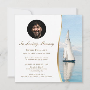Sailboat Photo Memorial Invitation