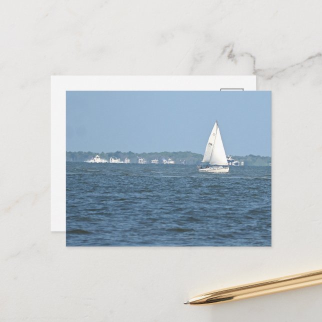Sailboat Photo Postcard (Front/Back In Situ)