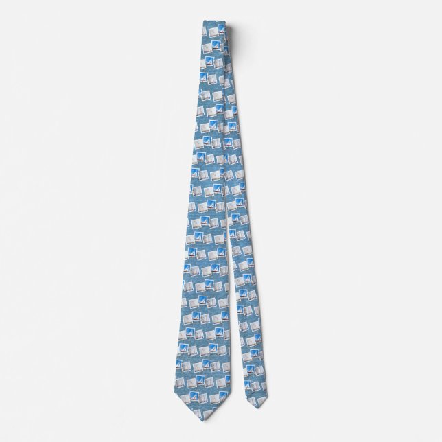 sailboat photos on blue neck tie (Front)
